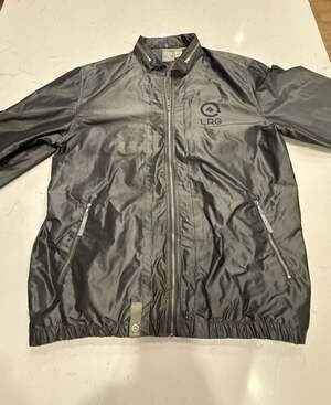 LRG Lifted Research Group Vintage Full Zip Windbreaker Jacket Gray Size L